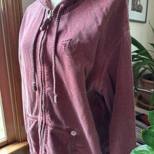 True Religion Full Zip Hoodie, Heavyweight, Distressed, XL